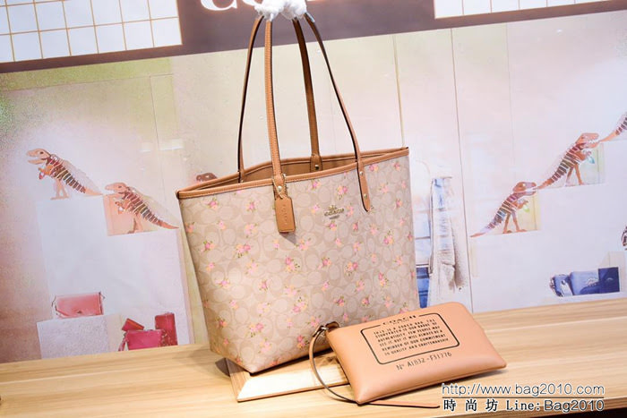 COACH蔻馳 新款 31776 專櫃熱賣款 碎花 雙面兩用 子母購物袋 百搭款  Chz1086